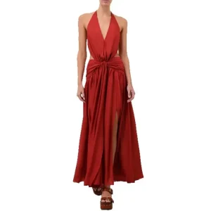 New Sexy Halter Deep V Resort Dress