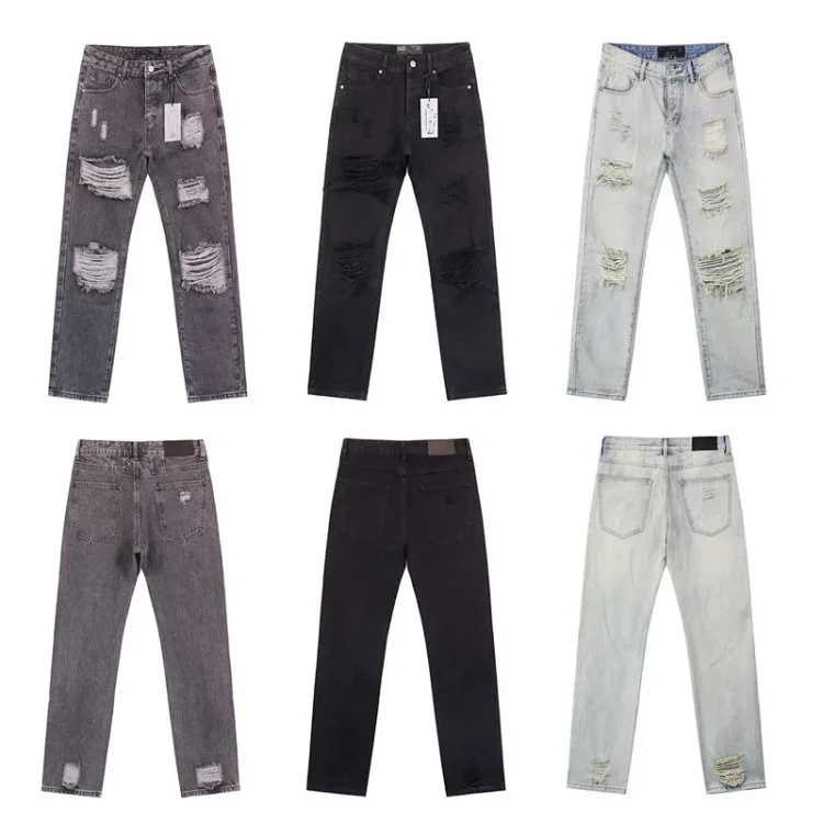 Godsp Streetwear Ripped Washed Slim Jeans