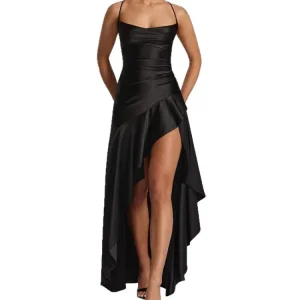 Sexy Open Back Ruffled Asymmetrical Dress