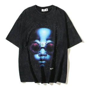 Hell Star Future Man Graffiti Print T-Shirt