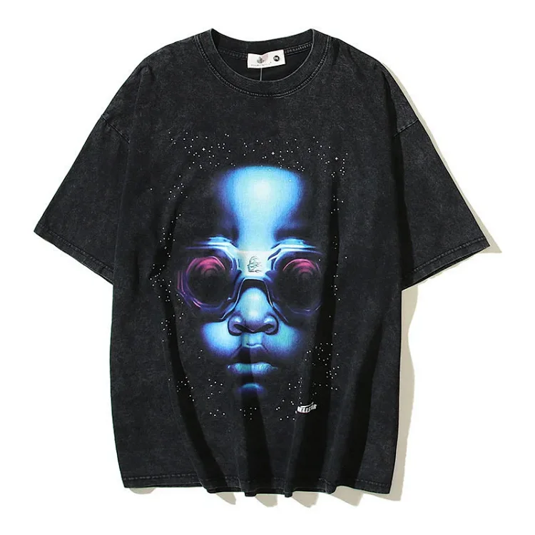 Hell Star Future Man Graffiti Print T-Shirt