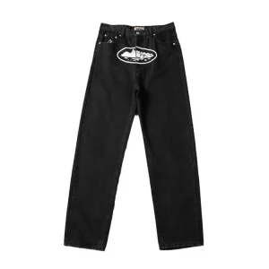 Classic CORTEIZ Print Denim Straight Leg Pants