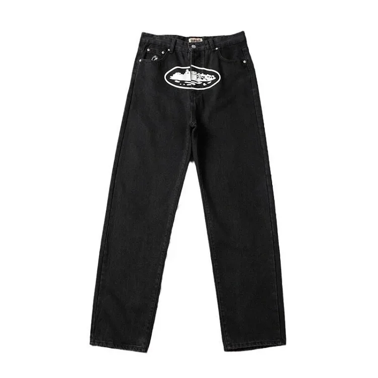 Classic CORTEIZ Print Denim Straight Leg Pants