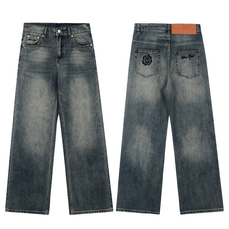 Broken Planet BP Embroidered Letter Denim Straight Leg Pants