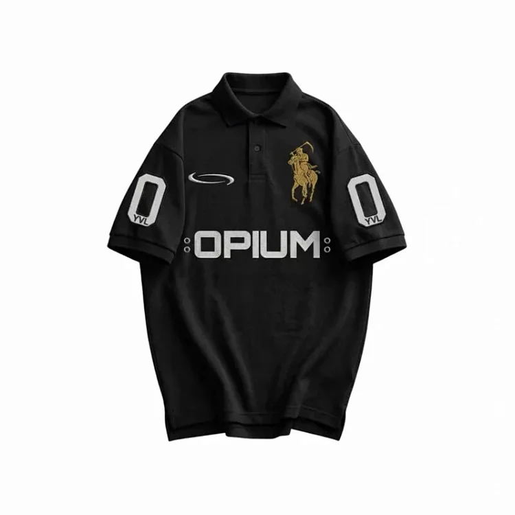 Opium YVL 00 Sickle Warhorse Embroidered Polo T-Shirt