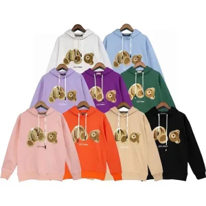 Palm Angels Decapitated Bear Flocked Embroidered Hoodie