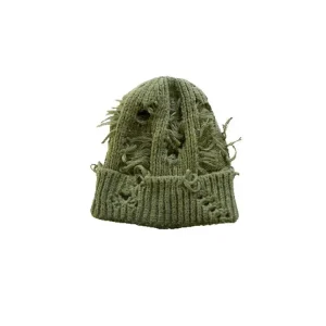 New Niche Distressed Ripped Knit Beanie