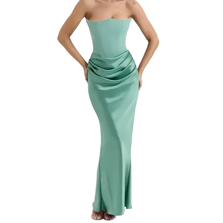 2026 New Multi-Color Waist-Cinching Strapless Off-Shoulder Dress