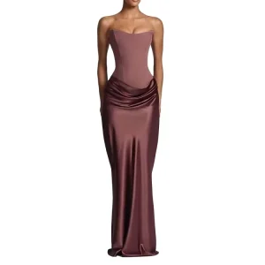 New Waist-Cinching Sexy Strapless Bodycon Long Dress