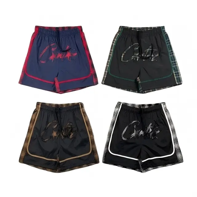 CORTEIZ Embroidered Patchwork Plaid 5-Inch Shorts