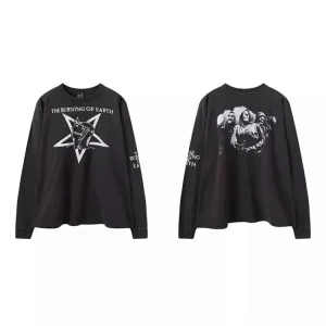 SAINT MICHAEL Skull Print Collaboration Long Sleeve T-Shirt