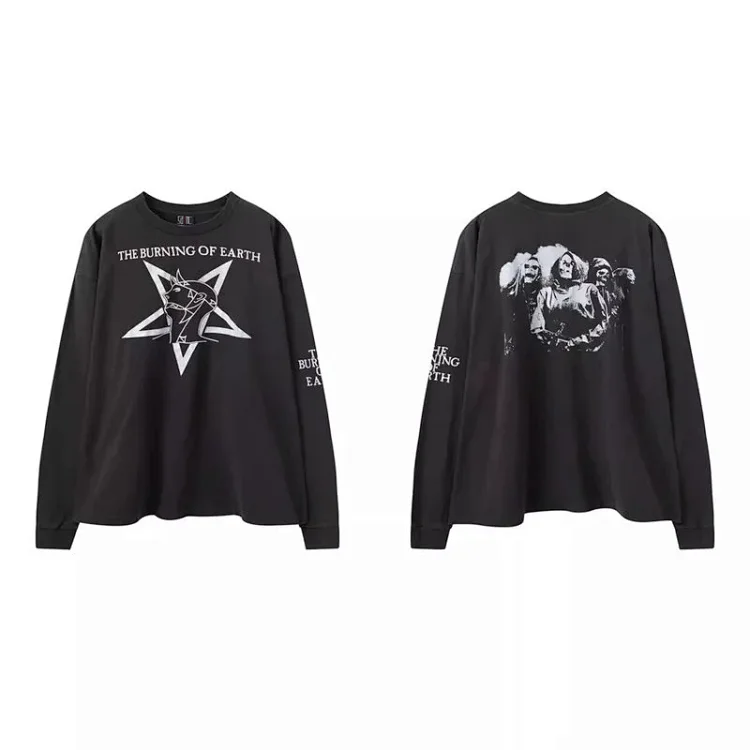 SAINT MICHAEL Skull Print Collaboration Long Sleeve T-Shirt