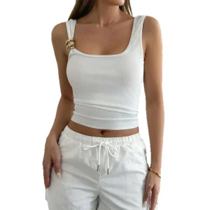 Y2K U-Neck Slim Fit Ribbed Layering Top