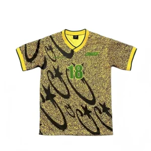 CORTEIZ Yellow Black All-Over Print Soccer Jersey