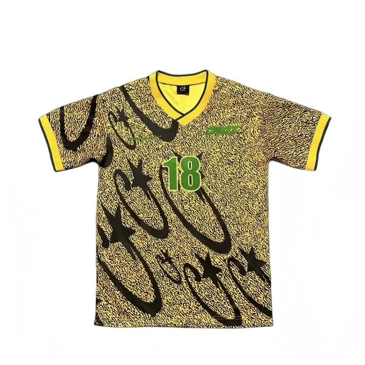 CORTEIZ Yellow Black All-Over Print Soccer Jersey