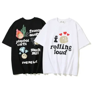 Kanye BP Graffiti Puff Print Short Sleeve T-Shirt