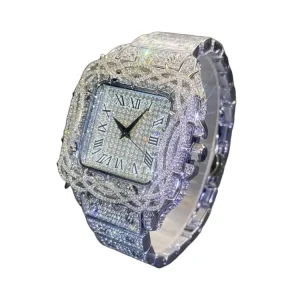 MISSFOX Thorn Set Zircon Full Diamond Men’s Quartz Watch