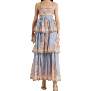 New Sexy Embroidered Floral Print Layered Cami Dress