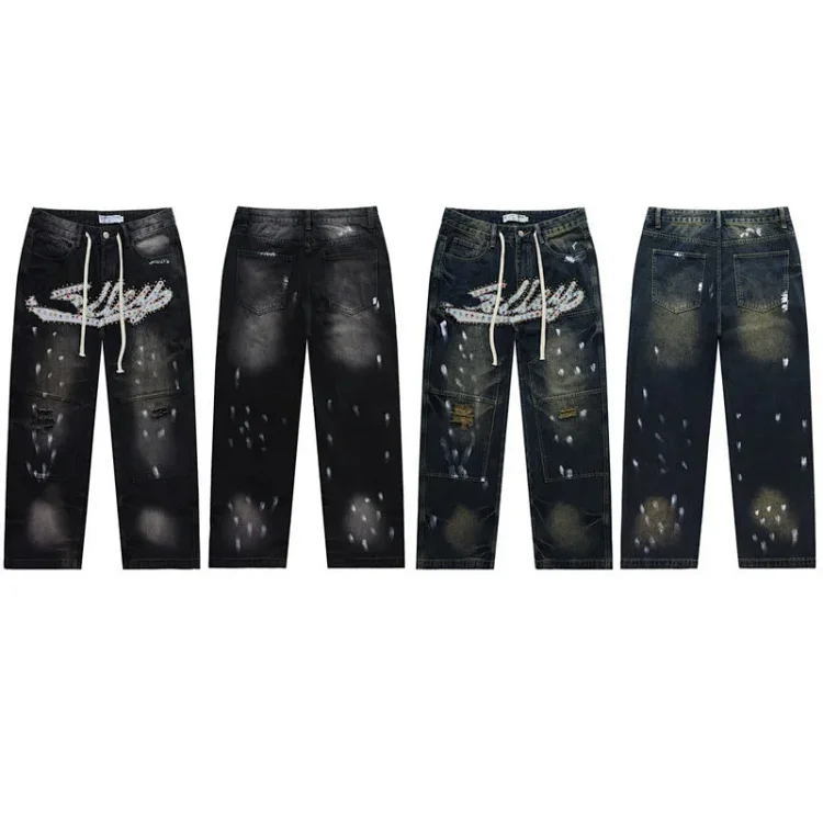 Streetwear Vale Heavy Embroidered Beaded Jeans