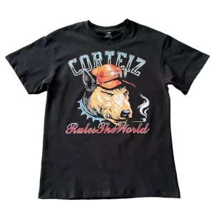 High Quality Street Hip-Hop Dog Head Print T-Shirt