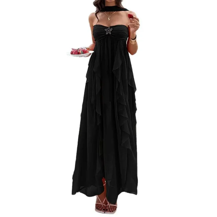 Resort Bandeau Layered Ruffle Dress