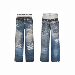 Streetwear PROJECT G/R Layered Effect Straight Jeans