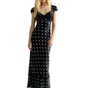 New French Satin Polka Dot Sexy Dress