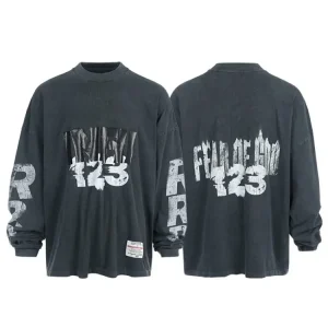 FEAR OF GOD FOG x RRR123 Hip Hop Print Long Sleeve T-Shirt