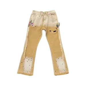 GALLERY DEPT. Chrome Leather Patch Flare Patchwork Jeans