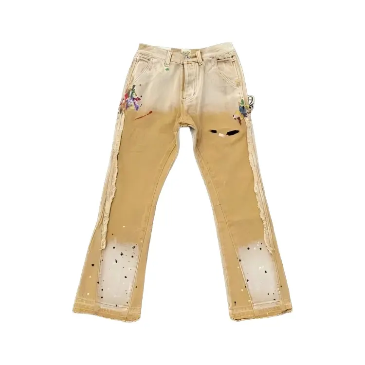 GALLERY DEPT. Chrome Leather Patch Flare Patchwork Jeans