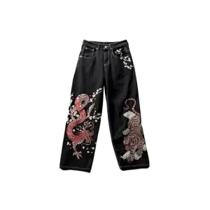 Derschutze Heavyweight Embroidered Straight Jeans