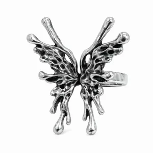 Unique Distressed Butterfly Open Ring