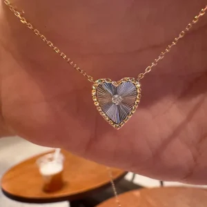 Japanese Jewelry Super Sparkly Holographic Heart Necklace