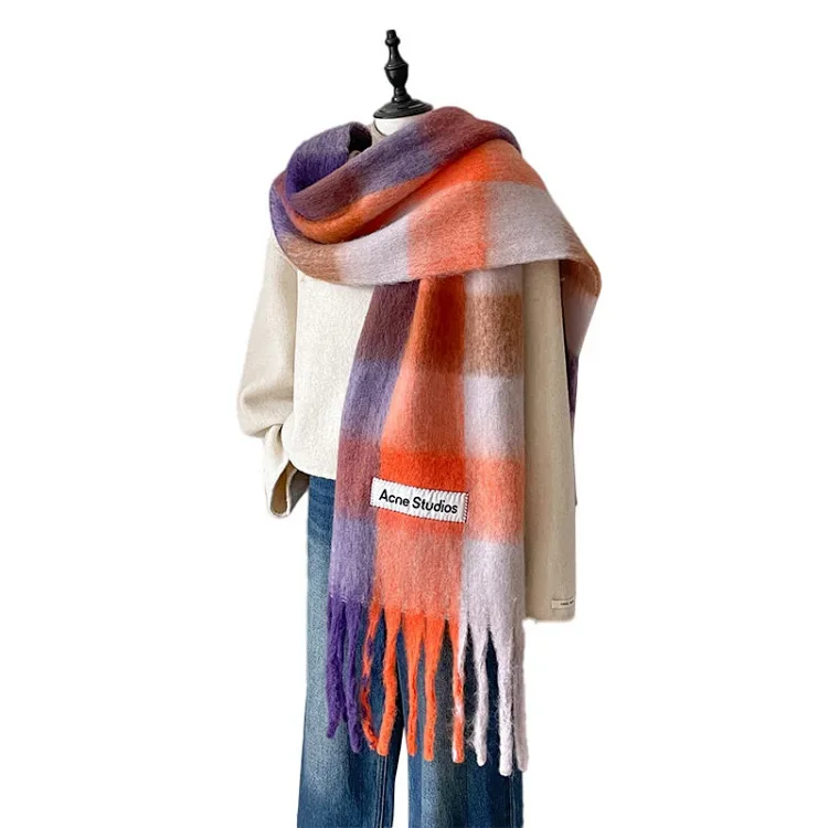 AC Rainbow Mohair Winter Warm Scarf