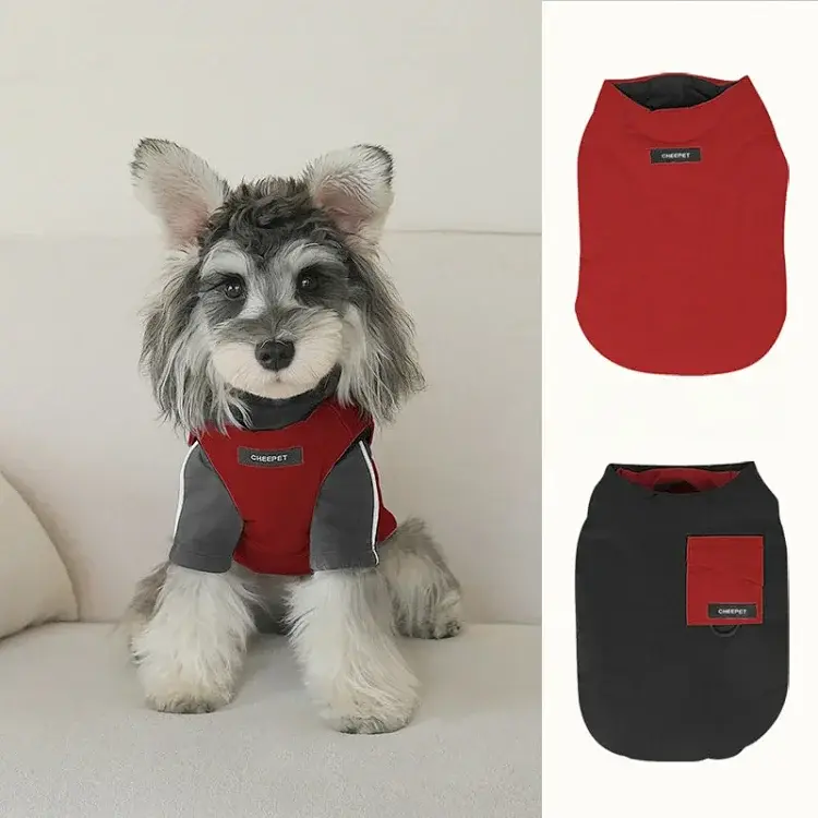 Pet Fall/Winter Thick Maltese Color-Block Padded Vest Reversible