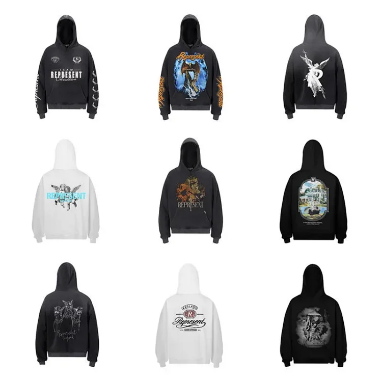 REPRESENT Letter Print Hoodie