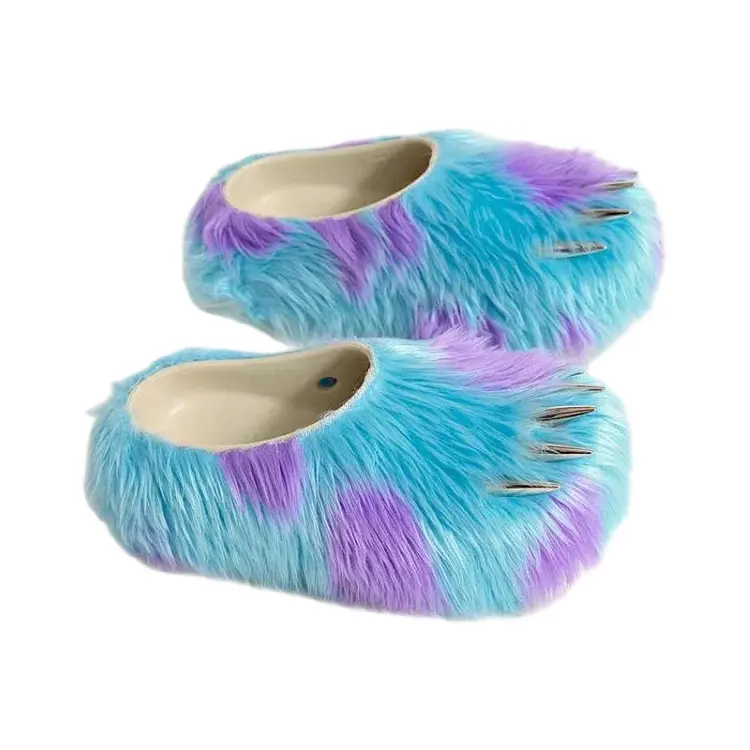 New Furry Paw Faux Fur Mule Slides