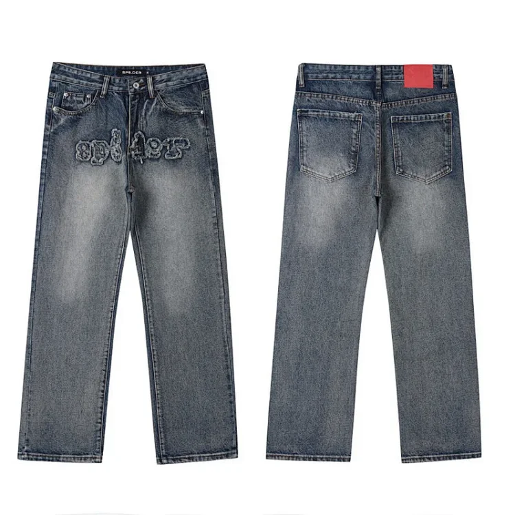 Sp5de Letter Embroidered Jeans