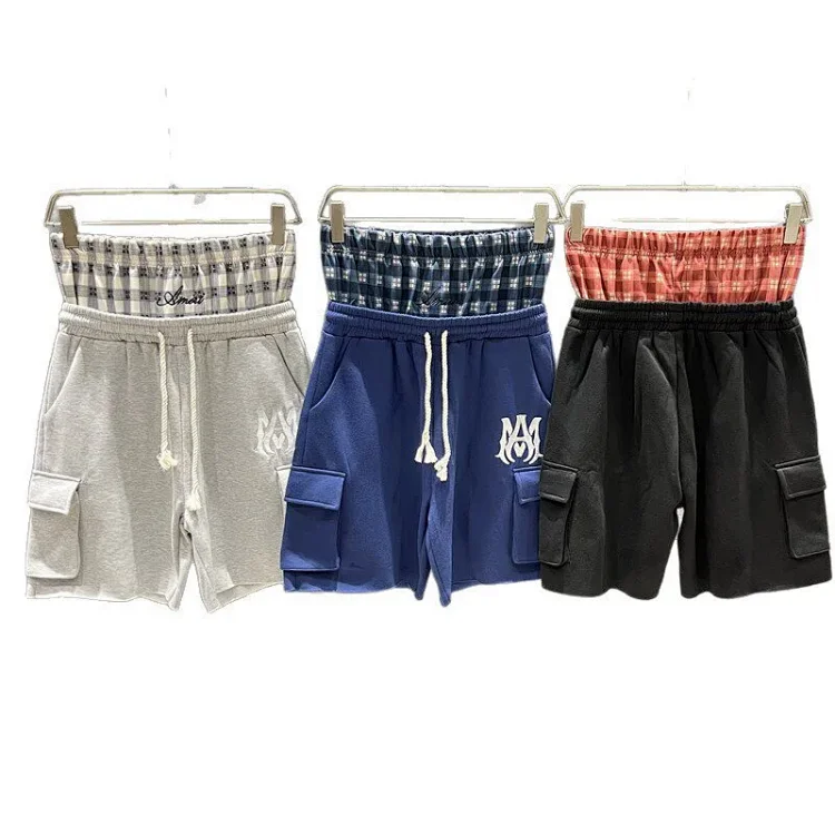 Amri Logo Embroidered Patchwork Mock Layer 5-Inch Shorts