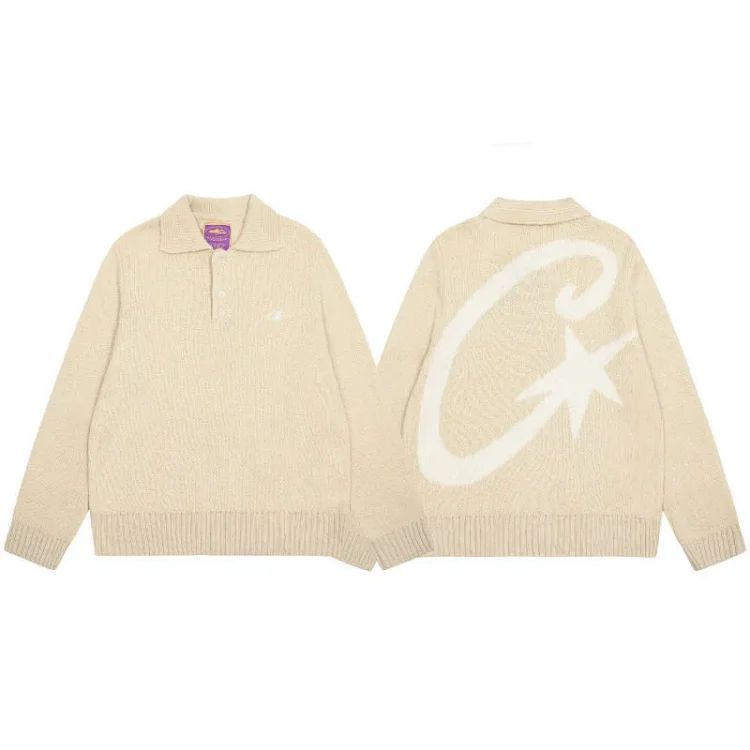 CORTEIZ Long Sleeve Knit Polo Versatile Top