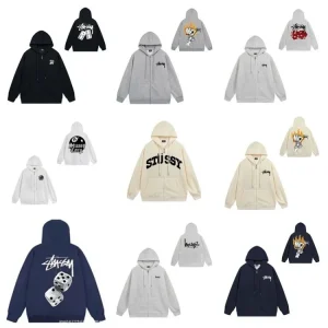Stüssy New Zip-Up Hoodie Fall/Winter Matching Couple Outerwear