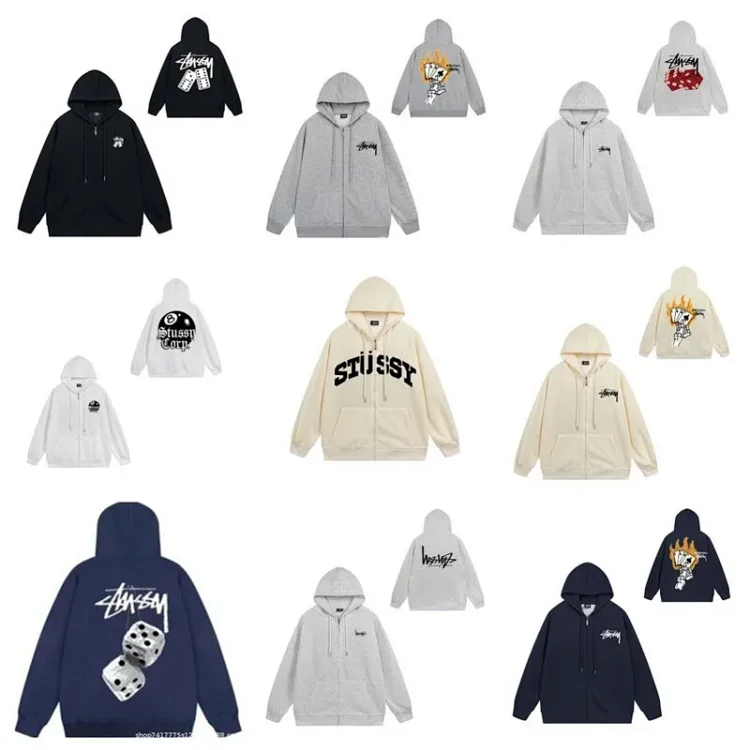 Stüssy New Zip-Up Hoodie Fall/Winter Matching Couple Outerwear