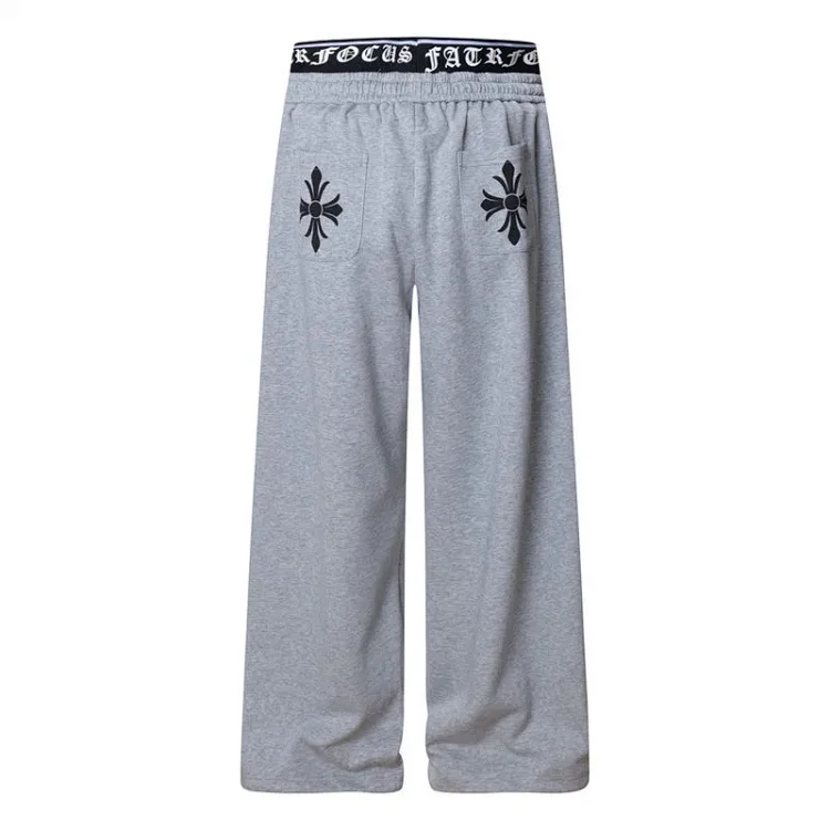 Dark Cross Mock Layer Color-Block Double-Waist Jogger Pants