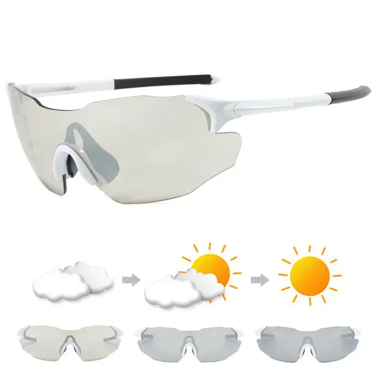 White Frame Photochromic Cycling Glasses