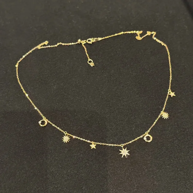 Japanese Jewelry Moissanite Sun Moon Necklace