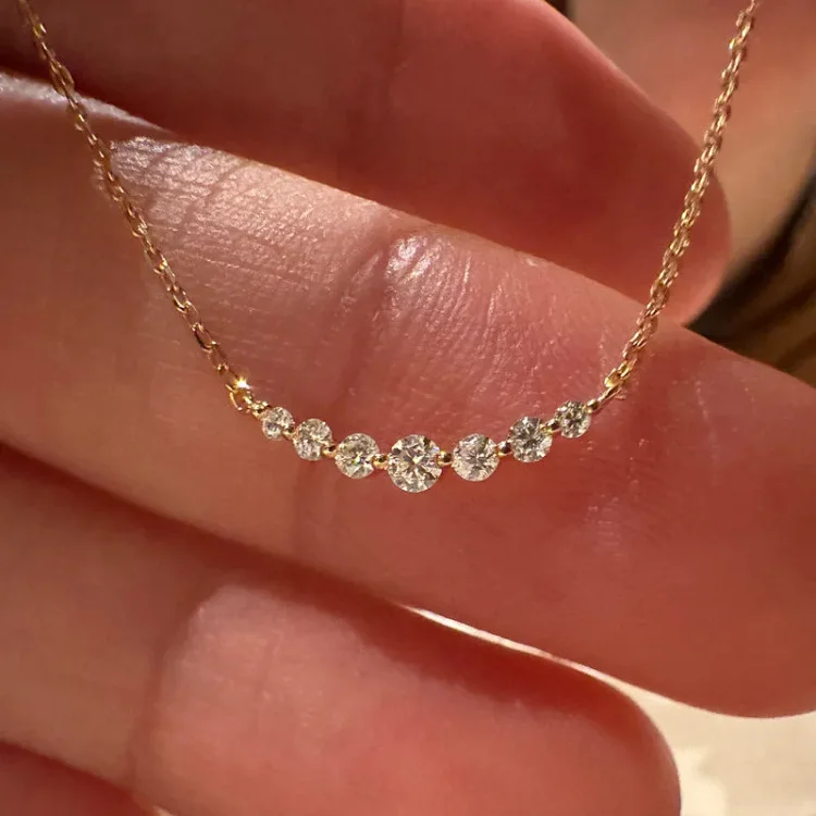 Japanese Jewelry Mini Seven Diamond Smile Necklace