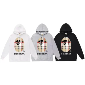 BAPE Plaid Letter Print Hoodie