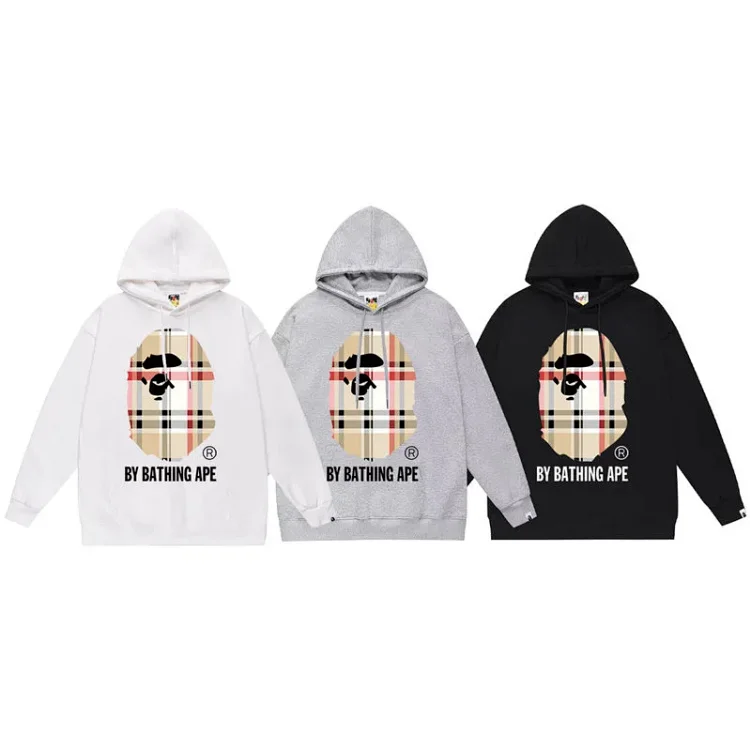 BAPE Plaid Letter Print Hoodie