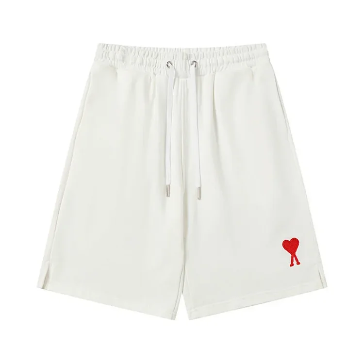 Ami Small Heart Embroidered Straight Leg 5-Inch Shorts