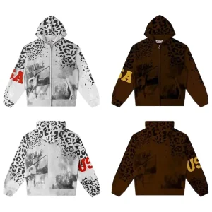 Vall Leopard Zip-Up Hoodie Jacket